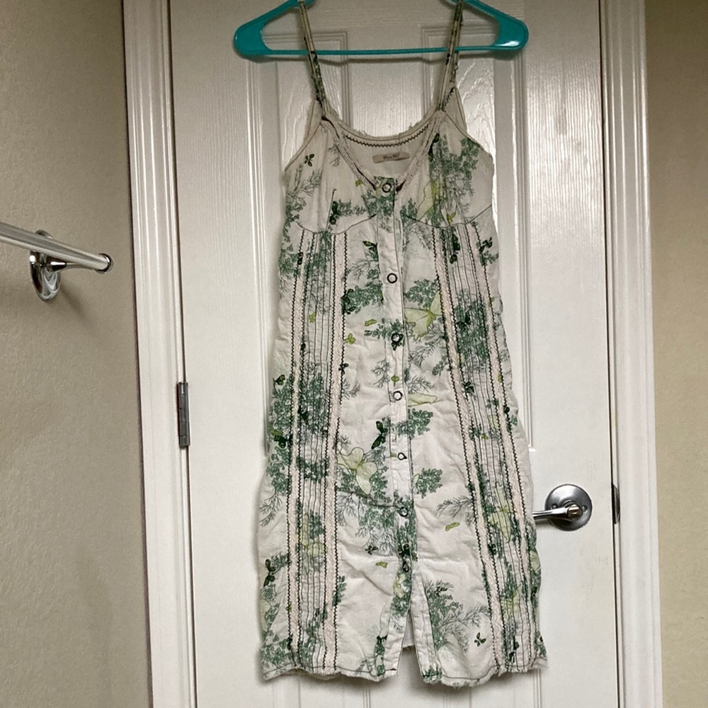 MissMe 100% cotton vintage 90s green floral summer dress S